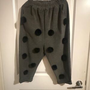 Black Rabbit Fur Polka Dot, Grey Ladies  wool blend Bottoms